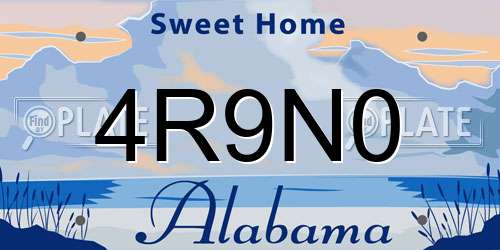 4R9N0 Alabama License Plate