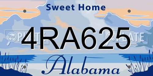 4RA625 Alabama License Plate