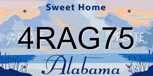 4RAG75 Alabama License Plate