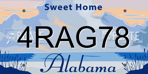 4RAG78 Alabama License Plate