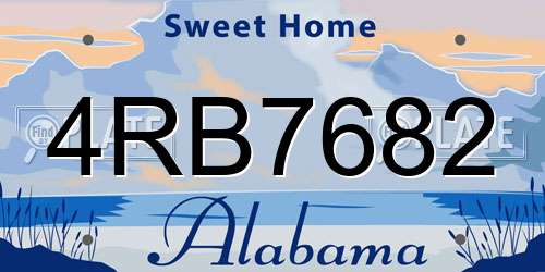 4RB7682 Alabama License Plate