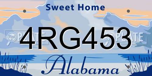 4RG453 Alabama License Plate