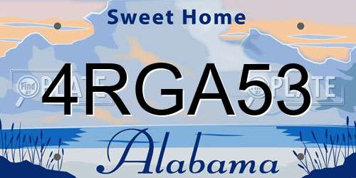 4RGA53 Alabama License Plate