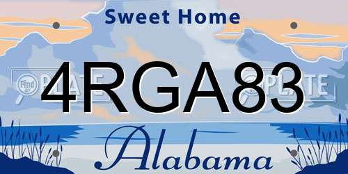 4RGA83 Alabama License Plate