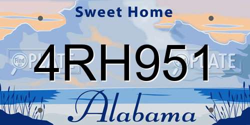 4RH951 Alabama License Plate