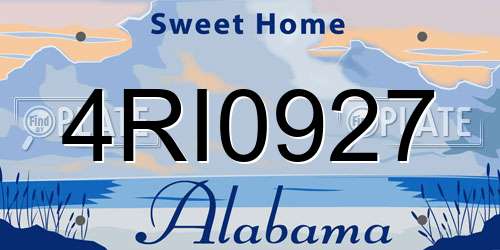 4RI0927 Alabama License Plate