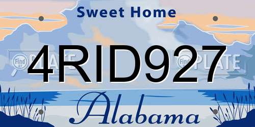 4RID927 Alabama License Plate