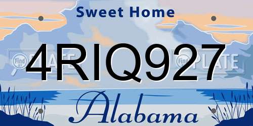4RIQ927 Alabama License Plate
