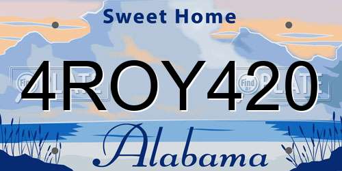 4ROY420 Alabama License Plate