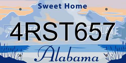 4RST657 Alabama License Plate