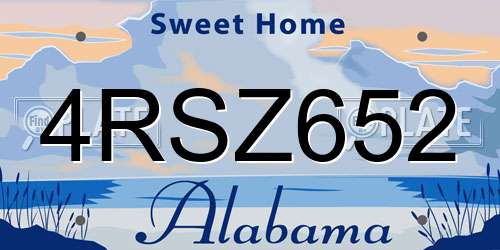 4RSZ652 Alabama License Plate
