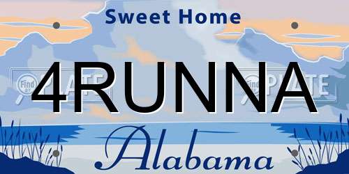 4RUNNA Alabama License Plate
