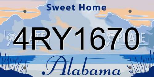 4RY1670 Alabama License Plate