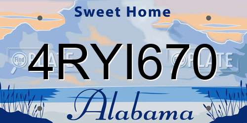 4RYI670 Alabama License Plate