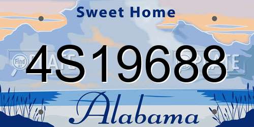 4S19688 Alabama License Plate