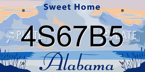 4S67B5 Alabama License Plate
