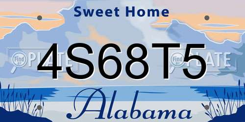 4S68T5 Alabama License Plate