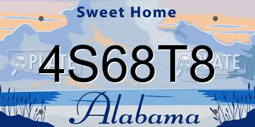 4S68T8 Alabama License Plate