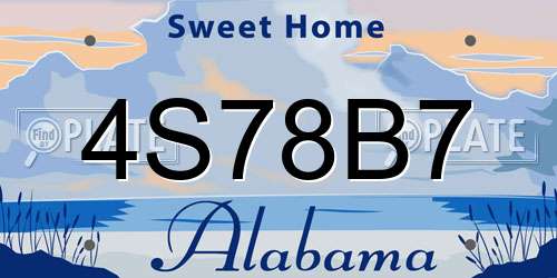 4S78B7 Alabama License Plate