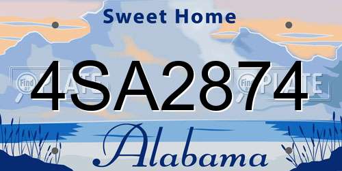4SA2874 Alabama License Plate