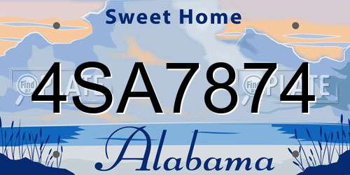 4SA7874 Alabama License Plate