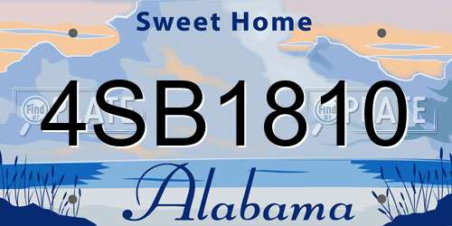 4SB1810 Alabama License Plate