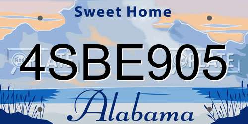 4SBE905 Alabama License Plate