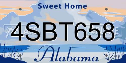 4SBT658 Alabama License Plate