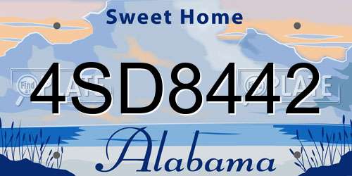 4SD8442 Alabama License Plate