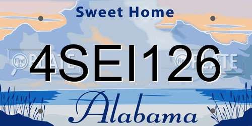 4SEI126 Alabama License Plate