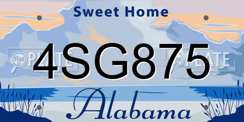 4SG875 Alabama License Plate