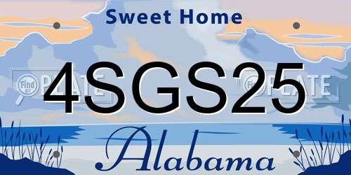 4SGS25 Alabama License Plate