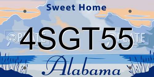 4SGT55 Alabama License Plate