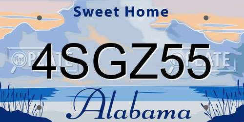 4SGZ55 Alabama License Plate