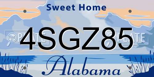 4SGZ85 Alabama License Plate