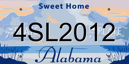 4SL2012 Alabama License Plate