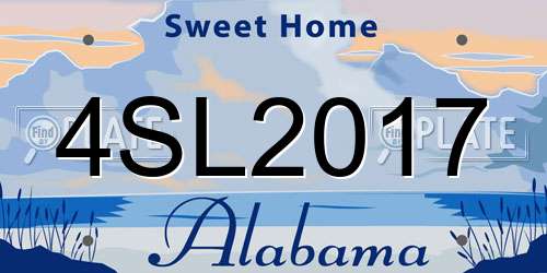 4SL2017 Alabama License Plate
