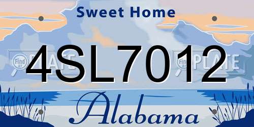 4SL7012 Alabama License Plate