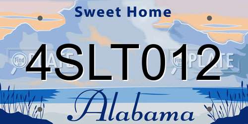 4SLT012 Alabama License Plate