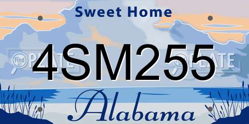 4SM255 Alabama License Plate