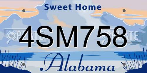 4SM758 Alabama License Plate