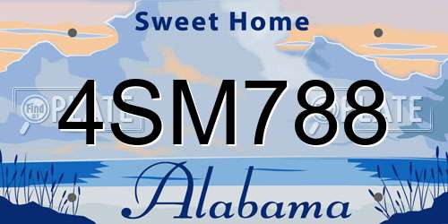 4SM788 Alabama License Plate