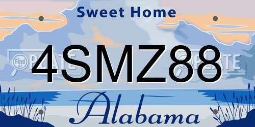 4SMZ88 Alabama License Plate