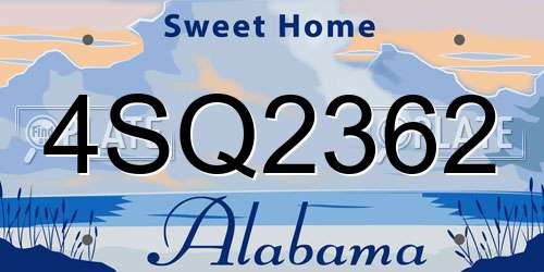4SQ2362 Alabama License Plate
