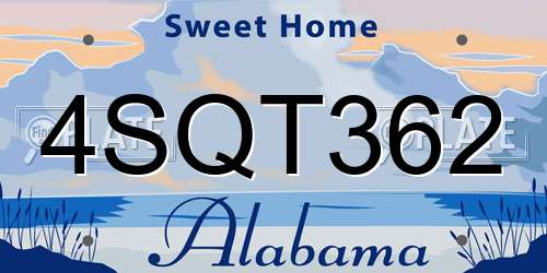 4SQT362 Alabama License Plate