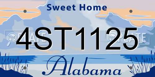 4ST1125 Alabama License Plate