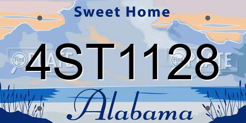 4ST1128 Alabama License Plate