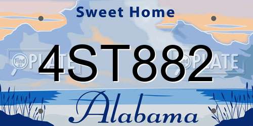 4ST882 Alabama License Plate