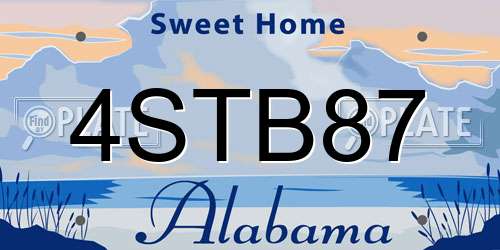 4STB87 Alabama License Plate