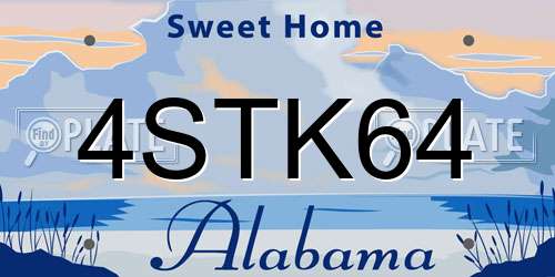 4STK64 Alabama License Plate